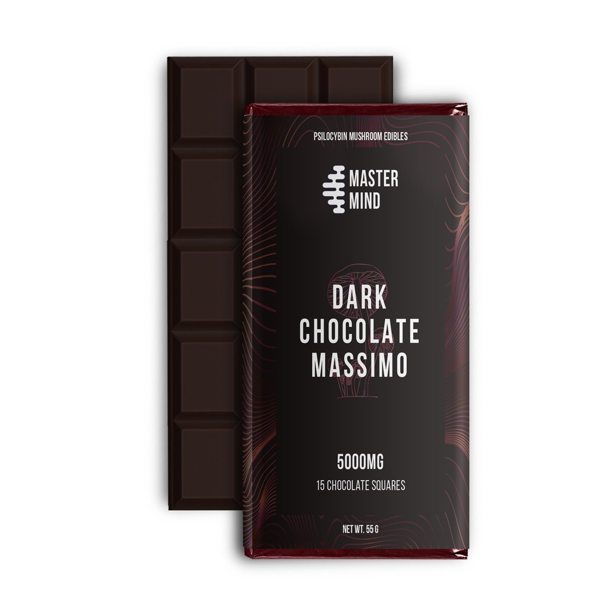 mastermind magic mushroom 5000mg dark chocolate bar front mastermind magic mushroom 5000mg dark chocolate bar front